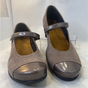 Naot Womens Tan Two tone toe Mary Jane Comfort Shoe Genuine Leather Size 38 L7